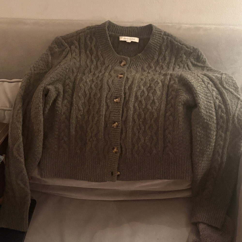Favorite Daughter Cable Knit Cardigan - drank green